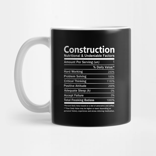 Construction T Shirt - Nutritional and Undeniable Factors Gift Item Tee by Ryalgi